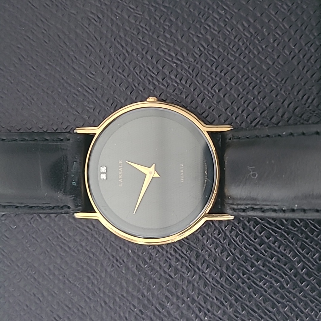 Lasalle (Seiko).Gold And Black Quartz Timepiece- Mens.